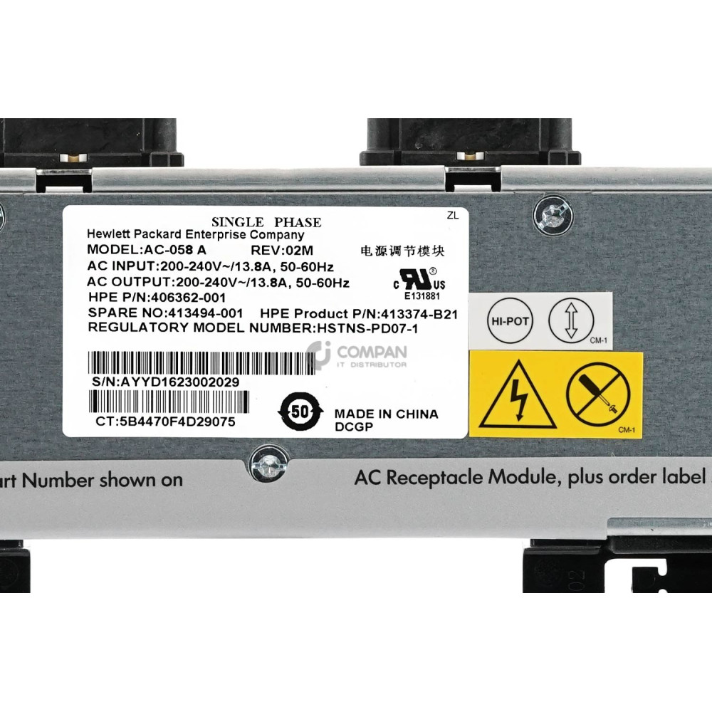 AH337-3821B HP SINGLE PHASE POWER MODULE FOR SUPERDOME ENCLOSURE